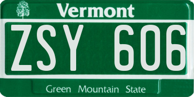 VT license plate ZSY606