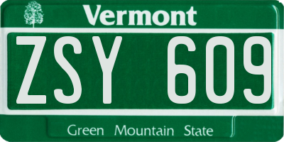 VT license plate ZSY609