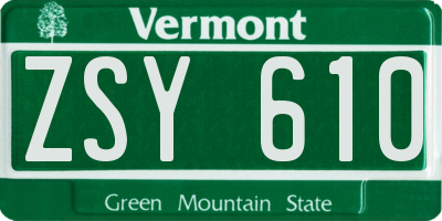 VT license plate ZSY610