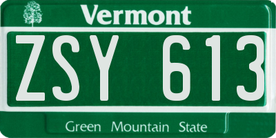 VT license plate ZSY613