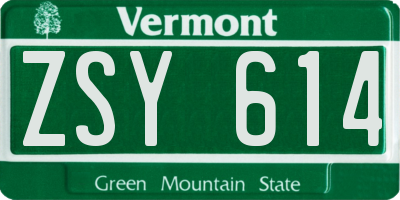 VT license plate ZSY614