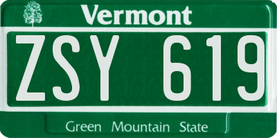 VT license plate ZSY619