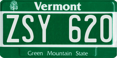 VT license plate ZSY620