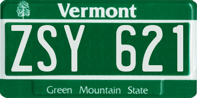 VT license plate ZSY621