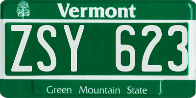 VT license plate ZSY623