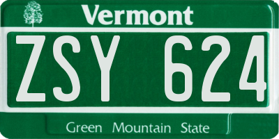 VT license plate ZSY624