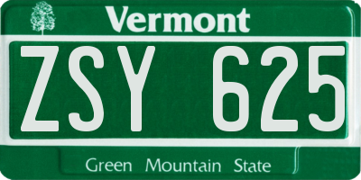 VT license plate ZSY625