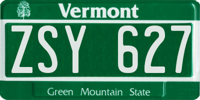 VT license plate ZSY627