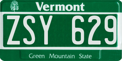 VT license plate ZSY629