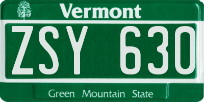 VT license plate ZSY630