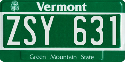 VT license plate ZSY631