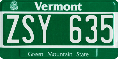 VT license plate ZSY635