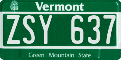 VT license plate ZSY637