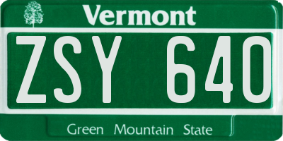VT license plate ZSY640