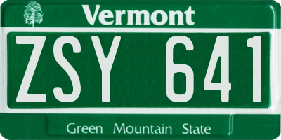 VT license plate ZSY641