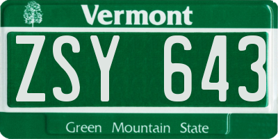 VT license plate ZSY643