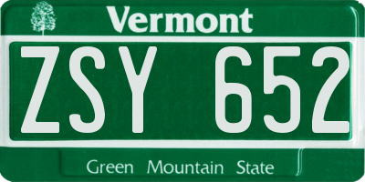 VT license plate ZSY652