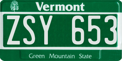 VT license plate ZSY653