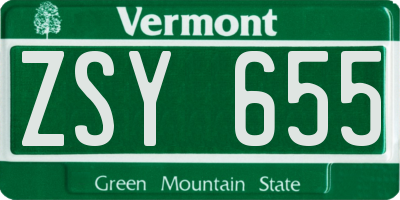 VT license plate ZSY655