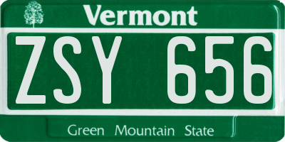 VT license plate ZSY656