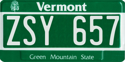 VT license plate ZSY657