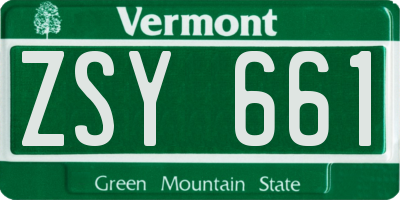 VT license plate ZSY661
