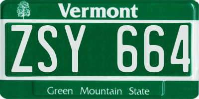 VT license plate ZSY664