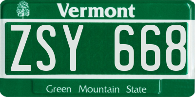 VT license plate ZSY668