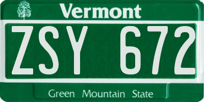 VT license plate ZSY672