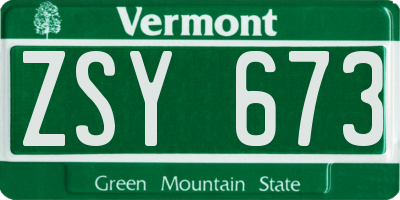 VT license plate ZSY673