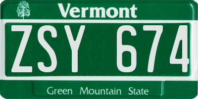 VT license plate ZSY674