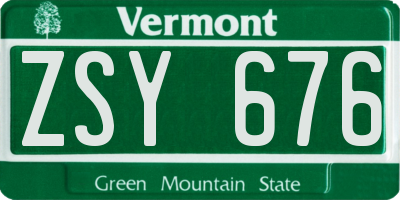 VT license plate ZSY676