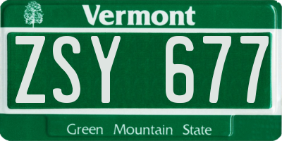 VT license plate ZSY677