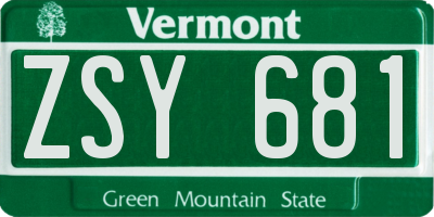 VT license plate ZSY681