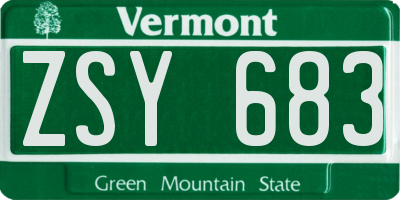 VT license plate ZSY683