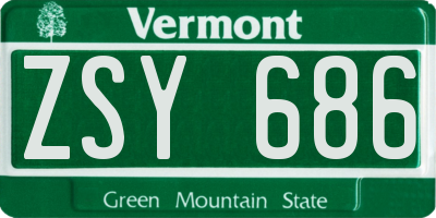 VT license plate ZSY686