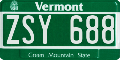 VT license plate ZSY688