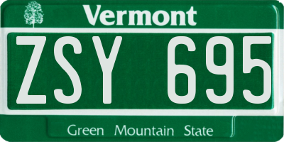 VT license plate ZSY695
