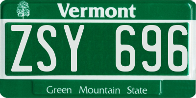 VT license plate ZSY696