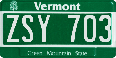 VT license plate ZSY703