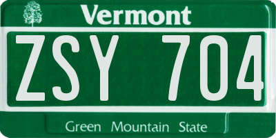 VT license plate ZSY704