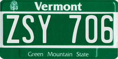 VT license plate ZSY706