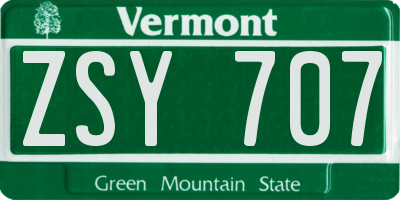 VT license plate ZSY707