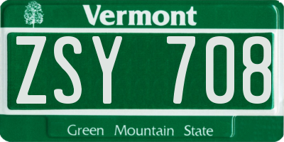 VT license plate ZSY708