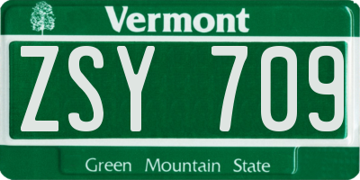VT license plate ZSY709