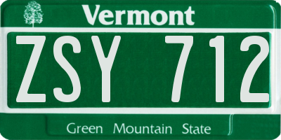 VT license plate ZSY712