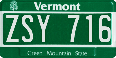 VT license plate ZSY716