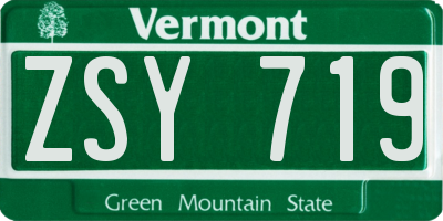 VT license plate ZSY719