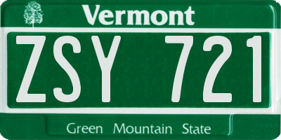 VT license plate ZSY721