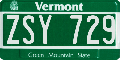 VT license plate ZSY729